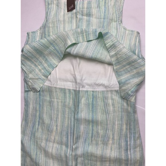 J. Jill Pure Jill 100% Linen Layered Dress Green/ Blue Knee Length Lagenlook NWT - Picture 6 of 11